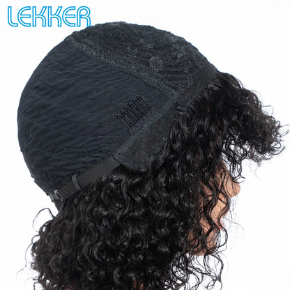 Lekker couleur courte Pixie Afro crépus bouclés Bob 100% perruques de cheveux humains avec frange pour les femmes brésilien Remy cheveux Ombre brun perruques