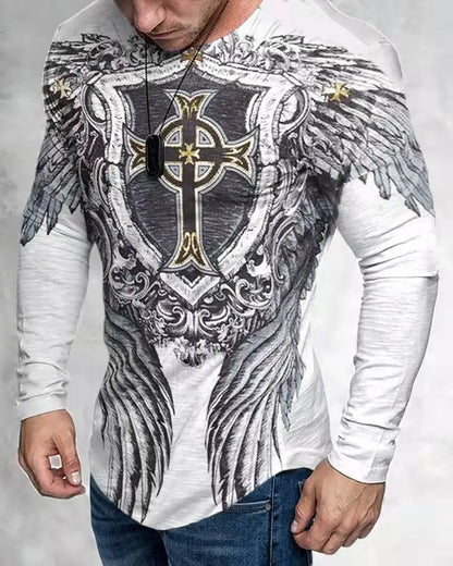 T-shirt à manches longues à col rond pour hommes, t-shirts graphiques à impression de lettres, vêtements de rue décontractés, t-shirts de médicaments, mode, Y2K