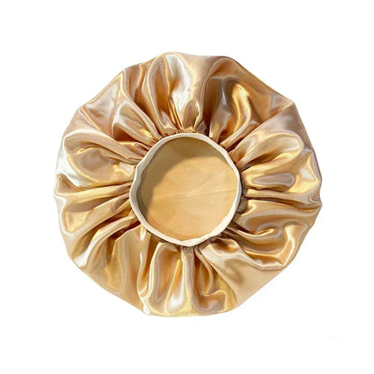 Bonnet en Satin réversible pour cheveux, Double couche réglable, couvre-tête pour dormir, accessoires de coiffure bouclés et élastiques