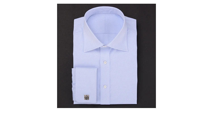 Chemises à col haut à double boucle pour hommes, mode rétro britannique, pur coton, chemises d'affaires minces, chemises de travail