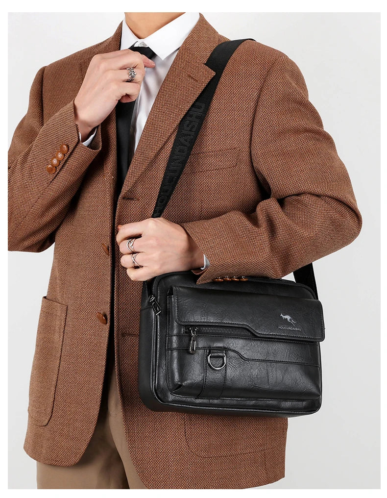 Sacs de messager de marque kangourou de luxe hommes en cuir sac à bandoulière décontracté pour hommes marron noir sac à bandoulière d'affaires sac à main masculin
