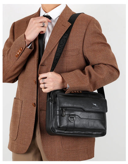 Sacs de messager de marque kangourou de luxe hommes en cuir sac à bandoulière décontracté pour hommes marron noir sac à bandoulière d'affaires sac à main masculin