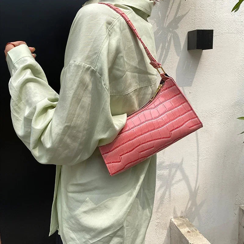 Sacs à main et bourse rétro motif Alligator pour femmes, petits sacs à bandoulière sous les aisselles, pochette fourre-tout en cuir PU de bonne qualité pour dames