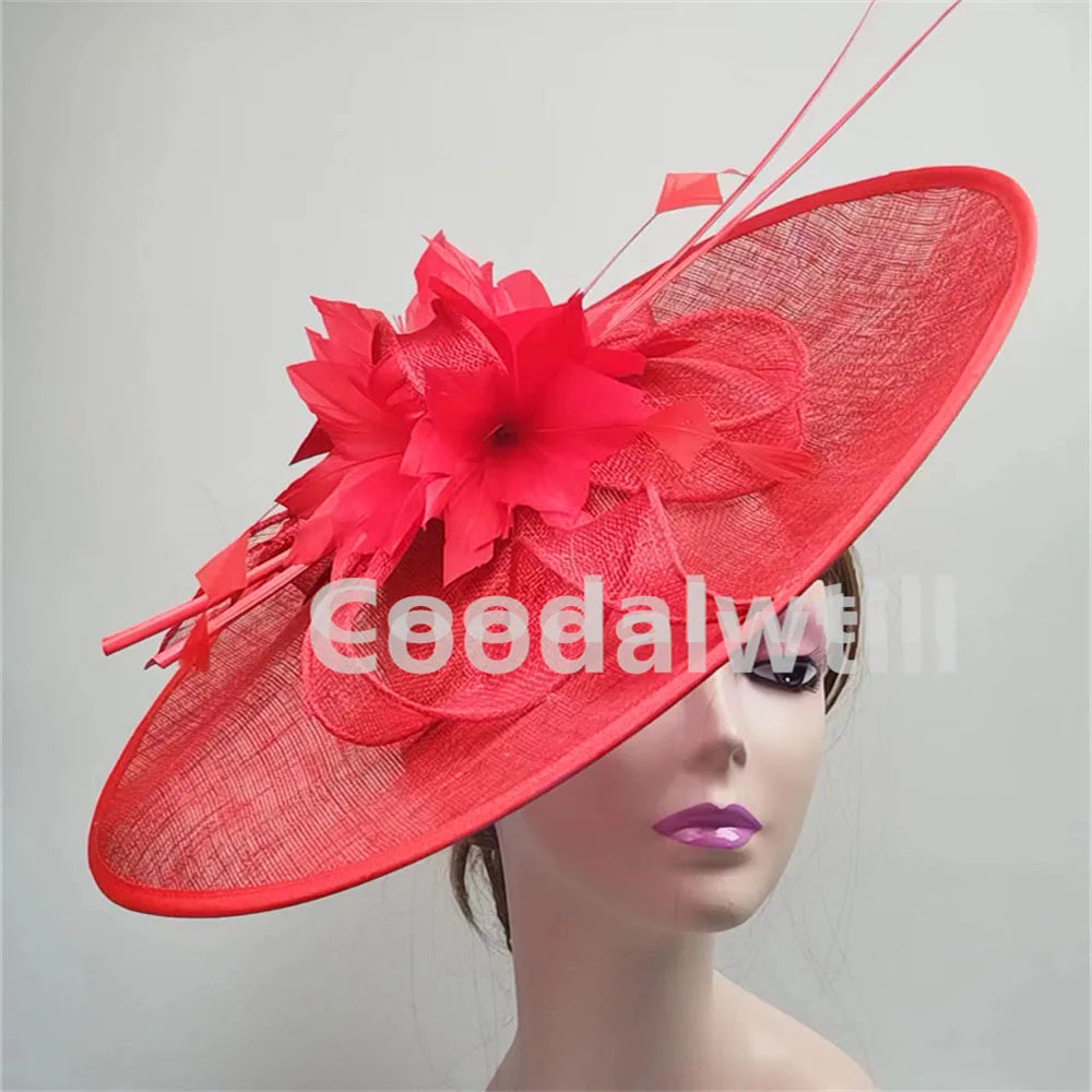 Royal Ascot grand Chapeau fascinateur femmes Kentucky Derby plume grand Chapeau fascinateur fête mariage casque fleur église Chapeau