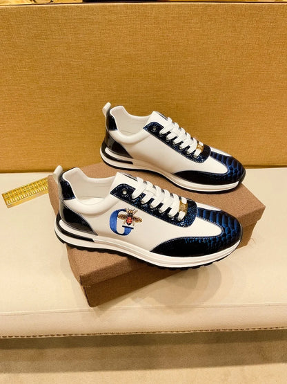 Designers Italie Chaussures d'abeilles décontractées pour hommes Mode de luxe Chaussures en cuir véritable pour affaires Baskets classiques de sport à lacets