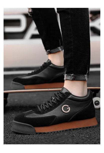 Printemps automne chaussures hommes augmenté mode cuir chaussures décontractées conseil chaussures de haute qualité en plein air grosses baskets Style britannique