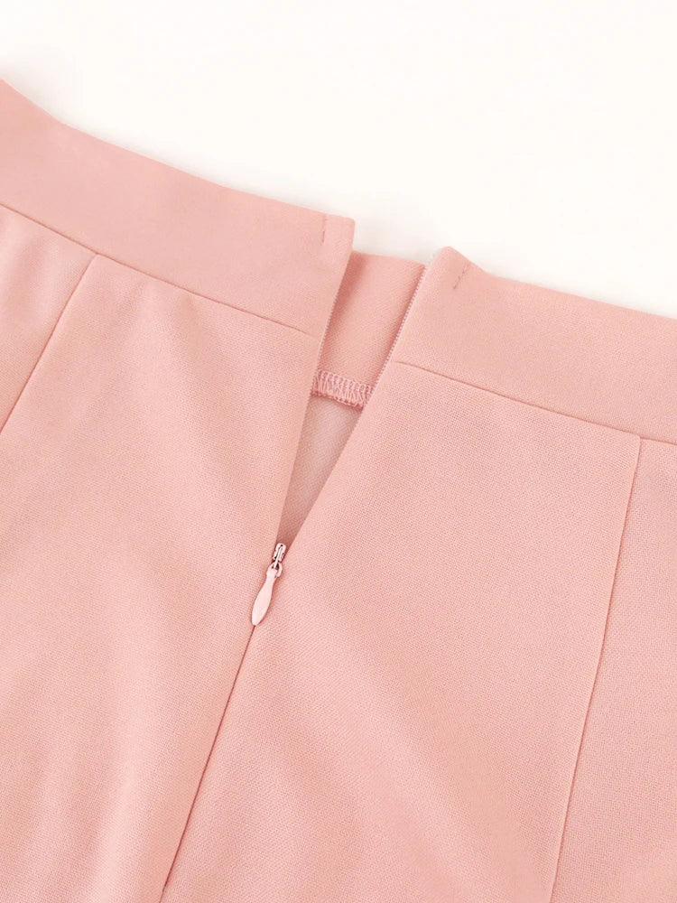 Jupe sirène pour femmes, taille haute, rose, trompette évasée, gaine queue de poisson, volants élégants, fête, événement, classe élastique