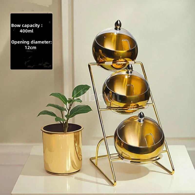 Support de bol doré pour Sauce à bouche Oblique en acier inoxydable, Pot chaud, panier d'assaisonnement pour Buffet, Pot plat, récipient, bol sphérique pour salade