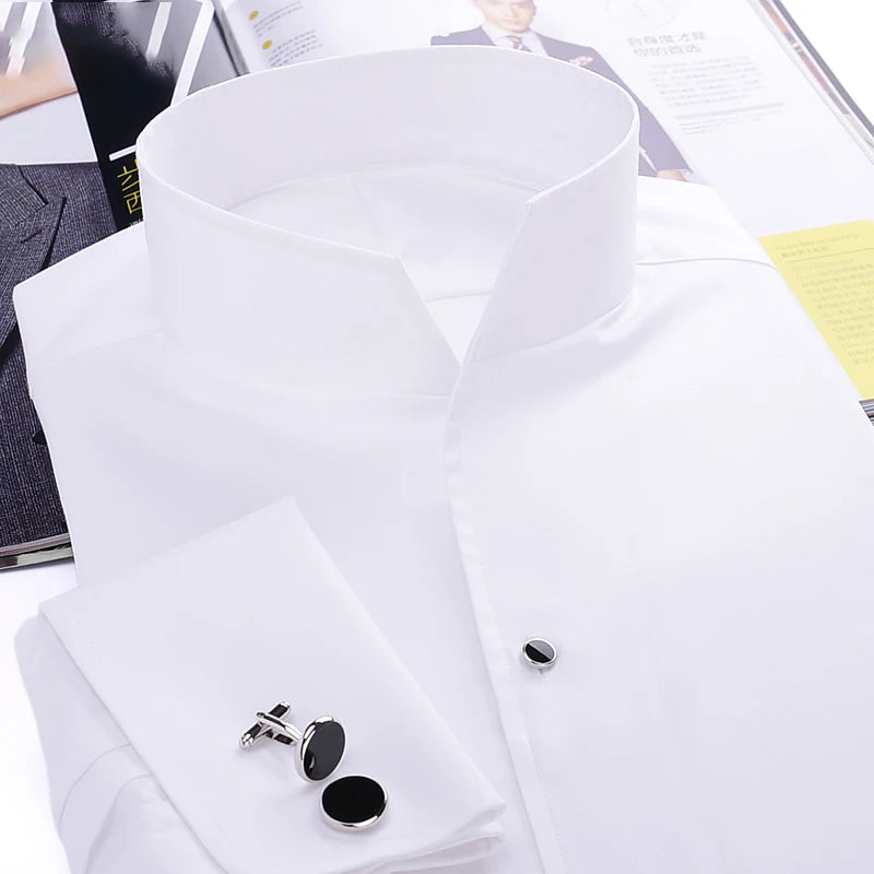 Chemise Française à Manches sulfpour Homme, Coupe Cintrée, Style Business Elite, pour Mariage, Printemps et Automne, 2024