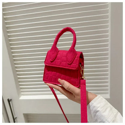 Sac à main en feutre coloré pour femme, mini sacs à main, sac à bandoulière, motif pierre, initié