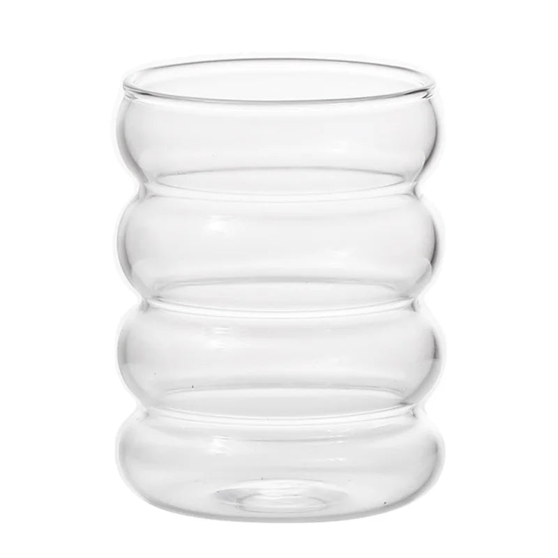 Tasse en verre Transparent Ins de 350ML, verres à boire en forme de chenille résistants à la chaleur, tasse à café, bière, jus de lait, tasse d'eau mignonne