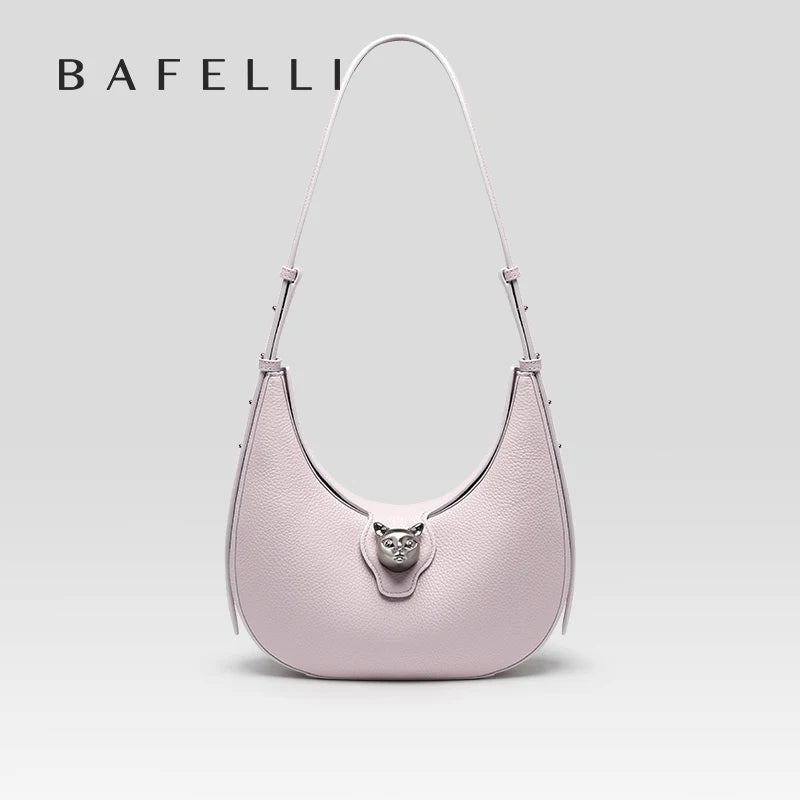 BAFELLI 2025 nouveau sac à main pour femmes série chat en cuir véritable marque de luxe mode rétro STYLE épaule HOBOS sacs à rabat femme