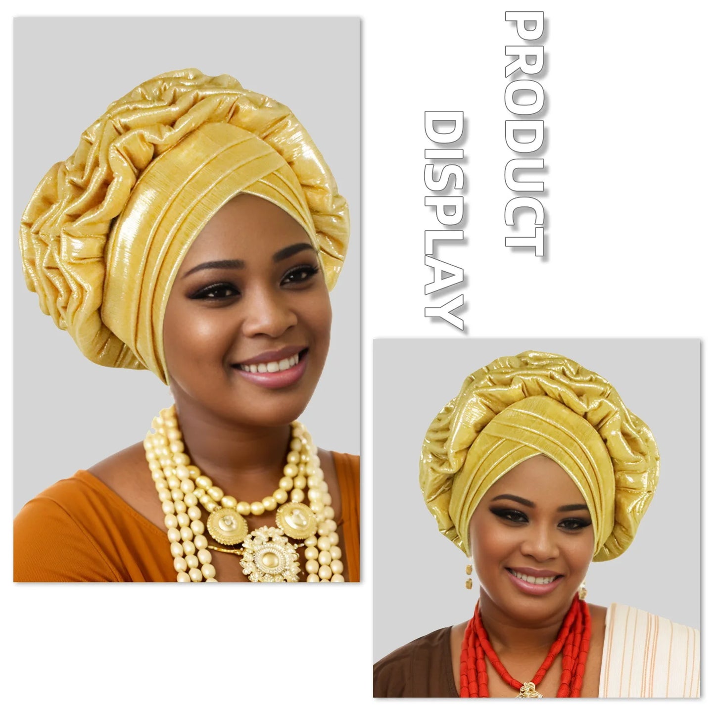Turban Africain à Volants et artificiel astiques pour Femme, Couvre-chef de Mariage, Cravate de Sauna, Équipement de ix, Chapeau, Nigeria