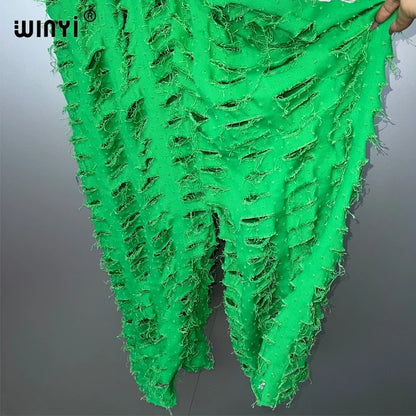 WINYI été Original ajouré ample denim combinaison mode couvrir