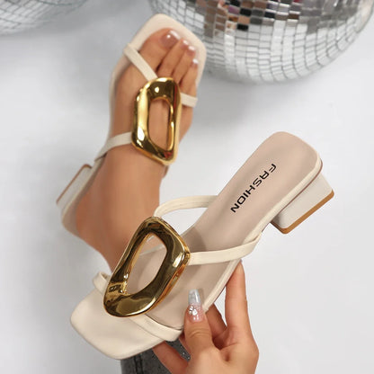 Femmes élégantes sandales Sexy chaussures De mariage De créateur talons mi-hauts bout ouvert luxe mode fête femmes chaussures Zapatos De Mujer