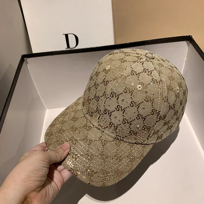 Casquette de Baseball avec lettres en strass pour femmes et hommes, visière de Sport, à rabat, chapeaux de soleil pour femmes, de luxe de styliste