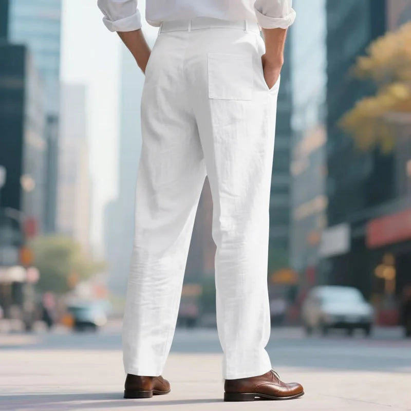 BERAKAH SUPRÊME – pantalon de costume décontracté en lin pour hommes, couleur unie, nouvelle mode, pantalon de plage à jambes larges, européen et américain