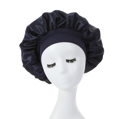 2 pièces lait Imitation soie large bord Satin tissu femmes cheveux chapeau Bonnet bande élastique chapeaux bonnets pour les femmes