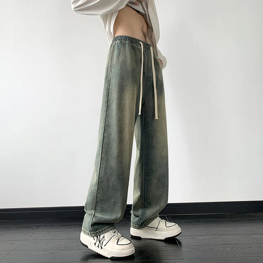 Hommes jambes larges jean Baggy pantalon hommes vêtements pantalons larges coréen vêtements populaires américain Vintage Streetwear hommes Baggy jean pantalon