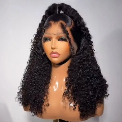 Perruque Lace Front Wig synthétique courte bouclée et crépue, coupe Bob, 13x4x1, pre-plucked, nœuds décolorés, pour femmes noires, Cosplay, fête quotidienne