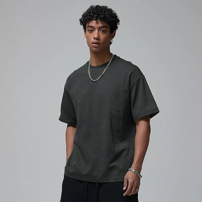 100 T shirt en coton lourd pour hommes et femmes, Tops à manches courtes, Tee shirts solides et surdimensionnés, vêtements de qualité 6.8oz 230gsm