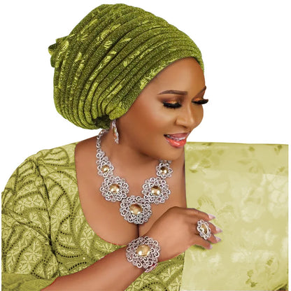 Turban Plissé pour Femme, Cravate de Sauna, ixde Mariage Africain, Nigeria, 2025