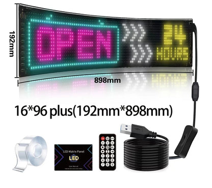 Écran d'affichage de panneau de pixels matriciel LED pour camion, Flexible, rvb, USB, 5V, motif de voiture, Graffiti, texte, projecteur, boutique d'animation, barre de rappel