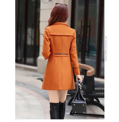 Veste en laine de style coréen pour femme, pardessus en nylon mi-long, double bouton de nucléo, 30 ans, 40 ans, 50 ans, automne, hiver, nouveau, 2023