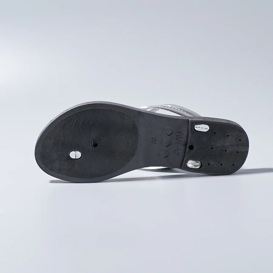 "Sandales tongs pour femmes avec strass, diapositives décontractées de plage pour vêtements d'extérieur, semelles plates et pantoufles d'été"
