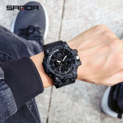 SANDA nouvelle mode Sport militaire montre-bracelet pour hommes numérique Quartz double affichage montres étanche montre décontractée pour hommes
