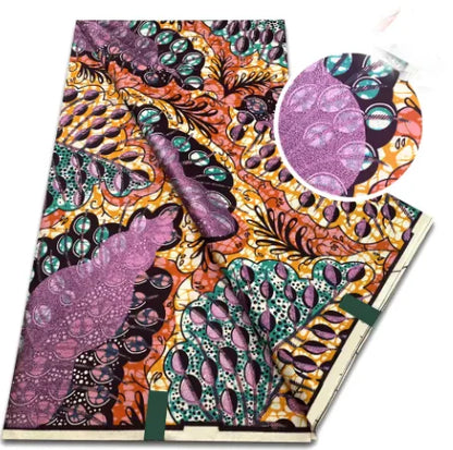 Tissu africain en cire de coton, très bonne qualité, nouvelle grande cire Ankara brillante Pagne, couleur grise, brillant doré, trucs Batik, 6 mètres