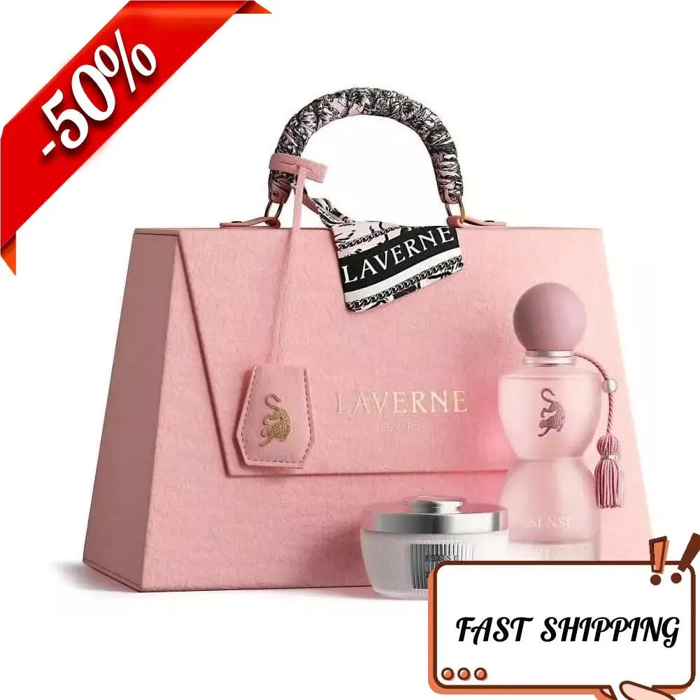Ensemble cadeau de parfum Laverne Sense 100 ml Sense Eau de Parfum & crème pour le corps & sac fourre-tout parfum floral en poudre de musc