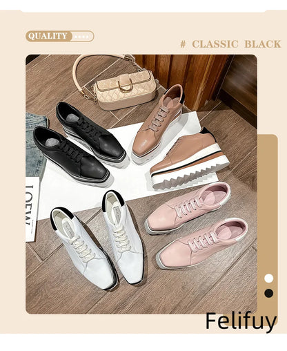 Baskets Blanches en Cuir de Vache pour Femme, Chaussures à Semelle Optique, Décontractées, à Lacets, Confortables, d'Extérieur, de Styliste, Printemps 2024
