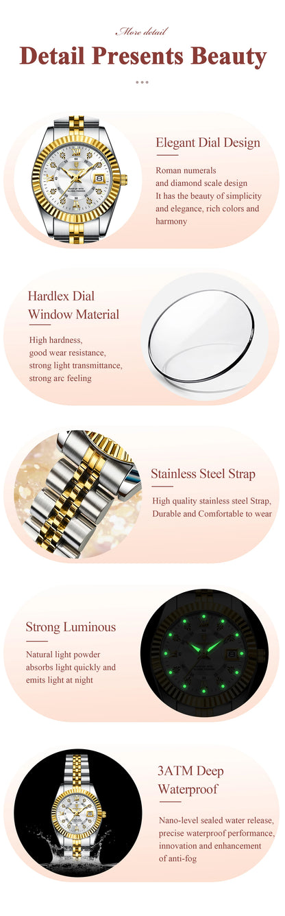 POEDAGAR montres de luxe pour femmes étanche lumineux Date dames montre-bracelet en acier inoxydable montre à Quartz élégante pour les femmes Reloj