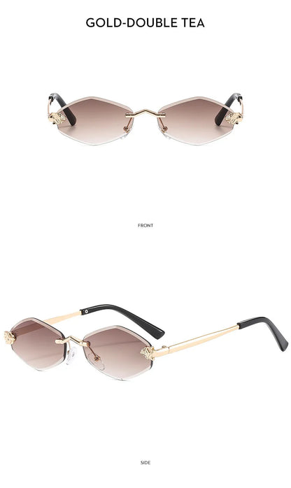 Lunettes de soleil personnalisées en losange sans cadre pour femmes, lunettes de soleil classiques élégantes et polyvalentes, lunettes de soleil de luxe et haut de gamme, UV400