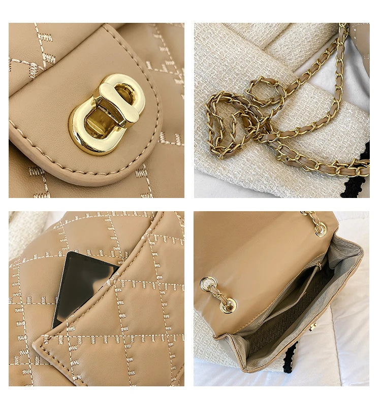 Sac à bandoulière carré Unique pour femmes, sacoche rétro minimaliste en cuir texturé, sac à main de luxe pour les déplacements et la soirée