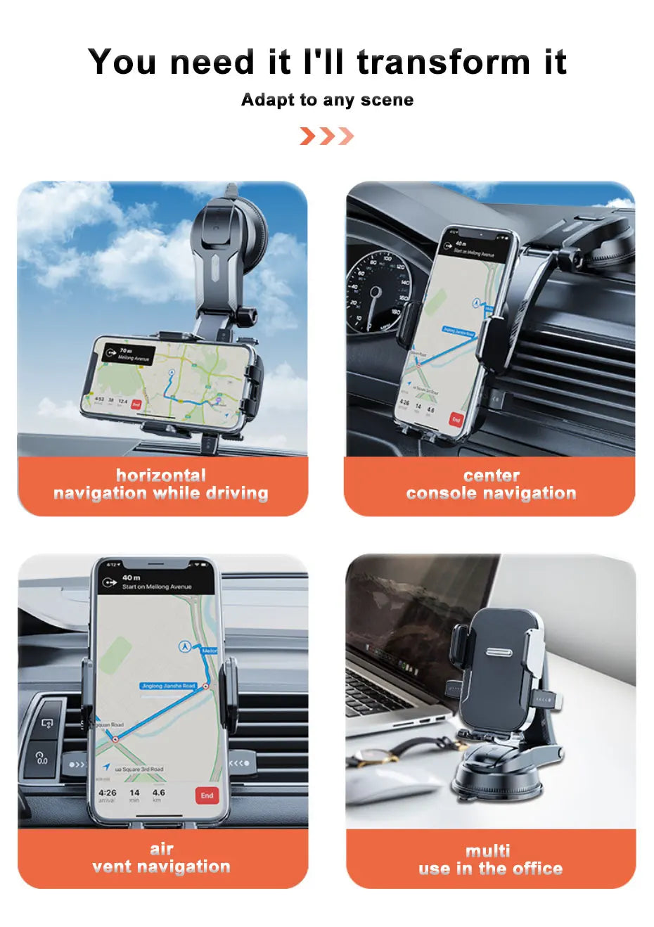 SEAMETAL-Support universel pour téléphone portable, tableau Prada, navigation GPS, pare-brise de bureau