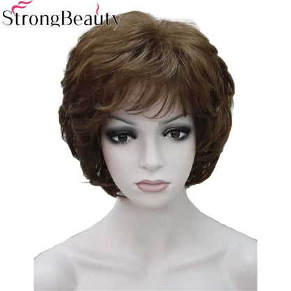 Forte beauté dames perruques courtes ondulées cheveux blonds dorés pour les femmes synthétique Capless perruque 16 couleurs