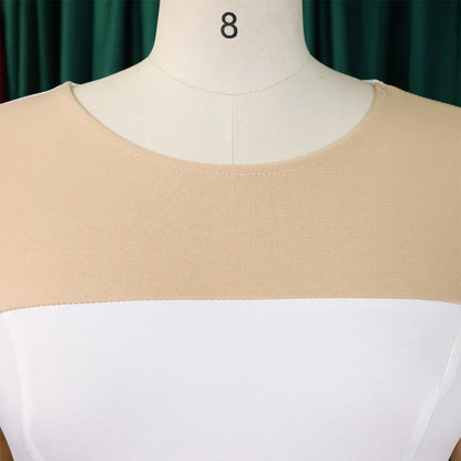 Robe élégante à col rond pour femme, manches trois quarts, gaine patchwork, hanches GT, mi-mollet, affaires professionnelles, chaud, bureau