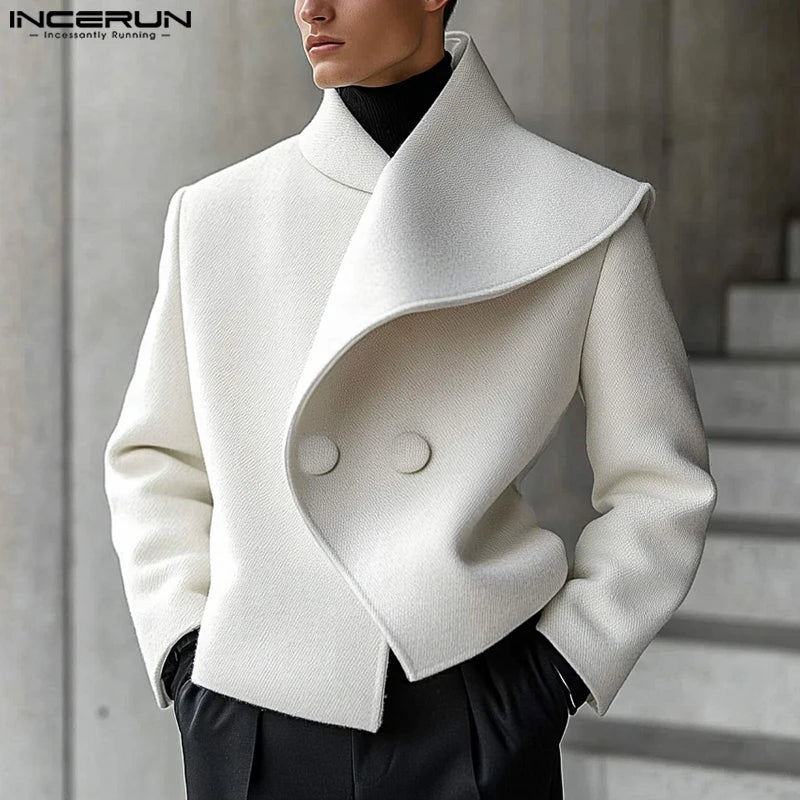 Y-INCERUN-Blazer à Manches sulfDécontracté pour Homme, Col Trempé, Couleur Unie, Assressenti, Nouveau, 2025