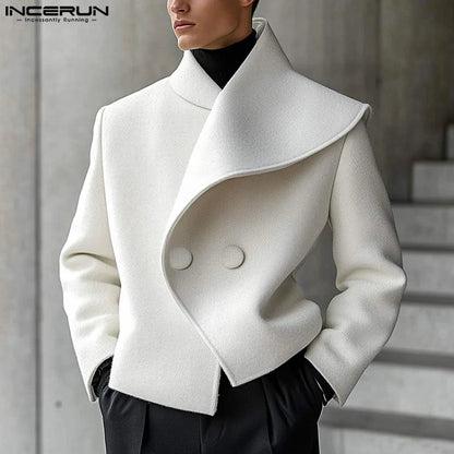 Y-INCERUN-Blazer à Manches sulfDécontracté pour Homme, Col Trempé, Couleur Unie, Assressenti, Nouveau, 2025