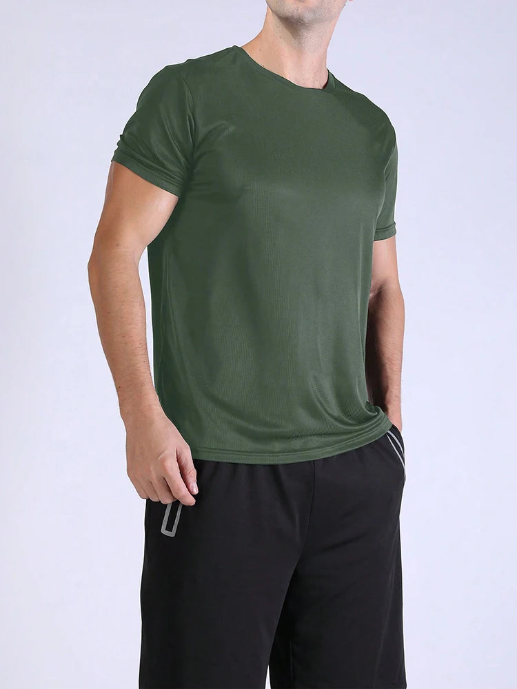 T-shirt de sport à séchage rapide ultraléger pour homme, haut léger, respirant, solide, document, entraînement de fitness, entraînement, course à pied, salle de sport