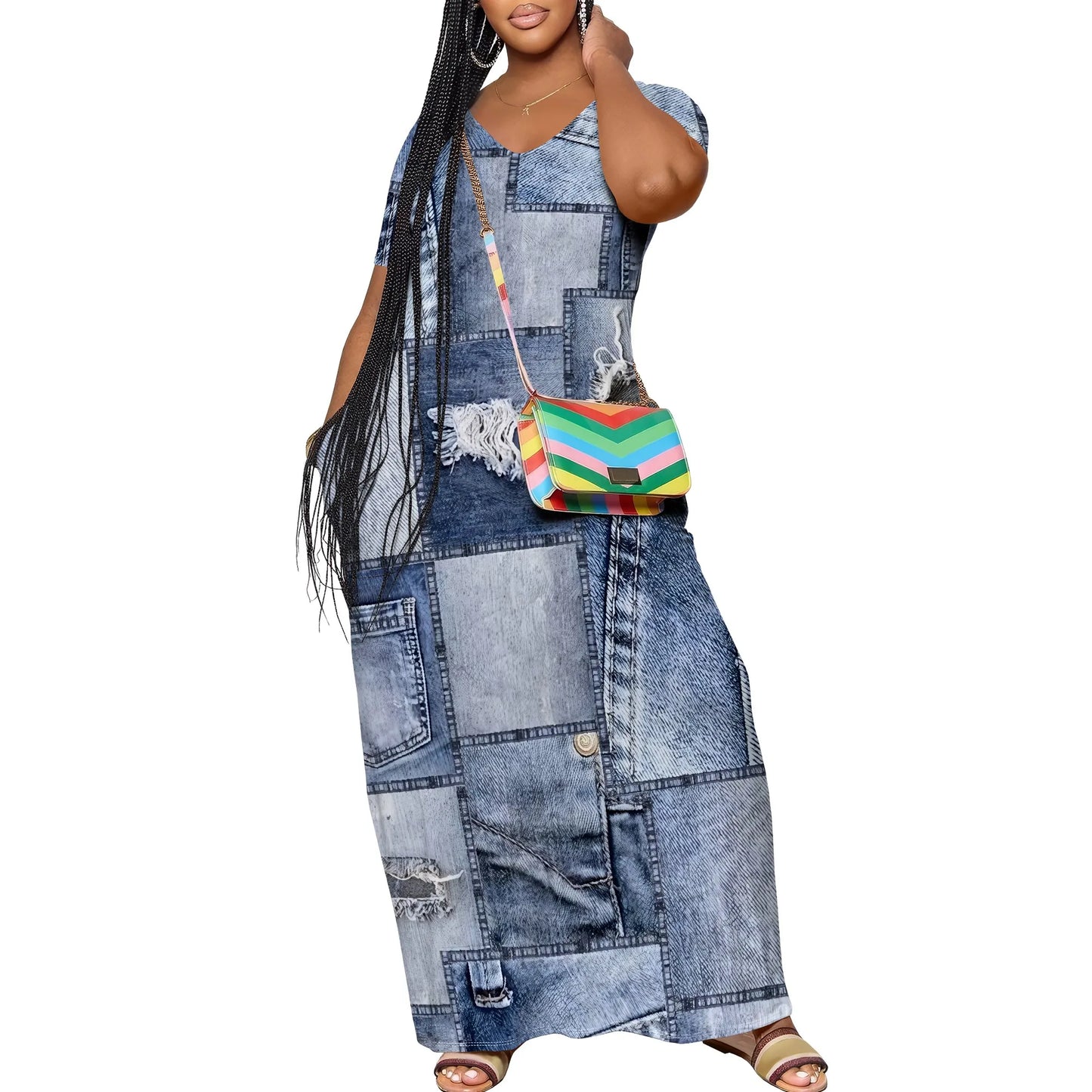 Robe longue décontractée pour femmes, tenue de plage à bretelles, avec poches, été