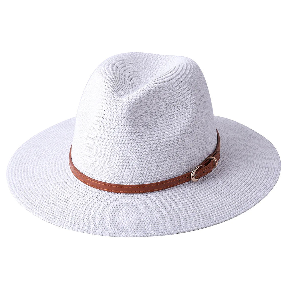 56-58-59-60CM nouveau chapeau de paille de forme souple Panama naturel été femmes/hommes casquette de soleil de plage à large bord Protection UV chapeau Fedora