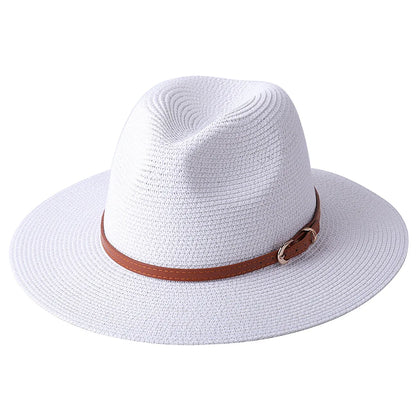 56-58-59-60CM nouveau chapeau de paille de forme souple Panama naturel été femmes/hommes casquette de soleil de plage à large bord Protection UV chapeau Fedora