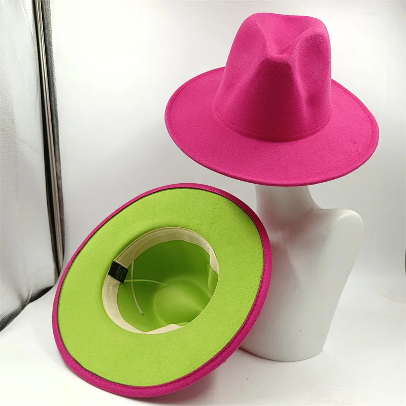 Chapeau Fedora à larges bords pour hommes et femmes, chapeau en feutre ander, chapeau d'église, laine douce, grande taille, DN, britannique, 60cm