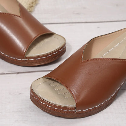 Pantoufles à talons hauts et bout ouvert pour femmes, nouvelle mode d'été, vêtements d'extérieur, chaussures à enfiler, tailles 36 à 43, amorti supérieur en polyuréthane