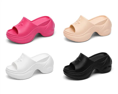 STleargSHEN-Pantoufles d'été à l'offre elles optiques pour femmes, tongs hautes de 9cm, talons compensés, chaussures de plage, pantoufles à plateforme épaisse