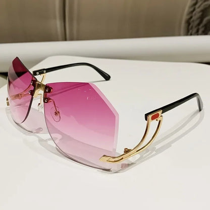 Lunettes de soleil sans bords irrégulières pour femmes, monture en alliage de styliste, surdimensionnées, dégradées, mode féminine, nuances claires, nouvelle collection 2025