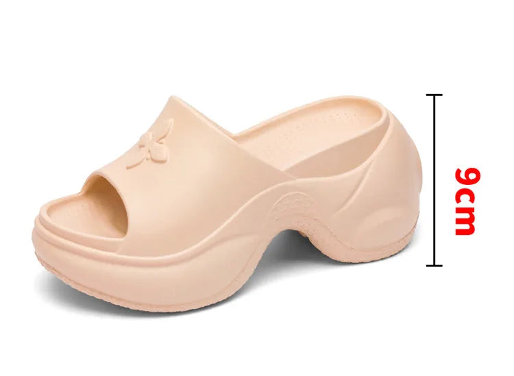 STleargSHEN-Pantoufles d'été à l'offre elles optiques pour femmes, tongs hautes de 9cm, talons compensés, chaussures de plage, pantoufles à plateforme épaisse